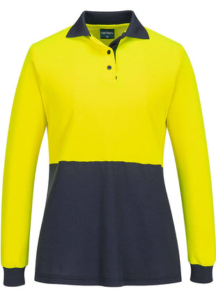 Hi-Vis Women's Cotton Comfort D Contrast Polo Long Sleeve (PW-ML213)