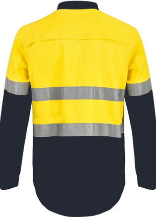 Mens Hi Vis Lightweight Closed Front Vented Cotton Drill Shirt with Reflective Tape and Semi Gusset Sleeves (NC-WS6032)