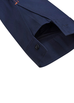 Mens HI Vis Closed Front Cotton Drill Shirt with Semi Gusset Sleeves (NC-WS4256)
