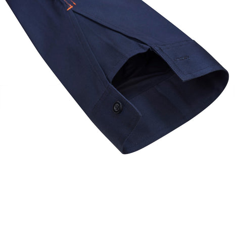 Mens HI Vis Closed Front Cotton Drill Shirt with Semi Gusset Sleeves (NC-WS4256)