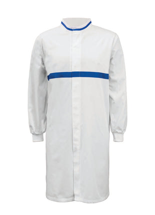 Food Industry Long Sleeve Long Length Dustcoat with Contrast Collar and Chestband (NC-WJ3197)