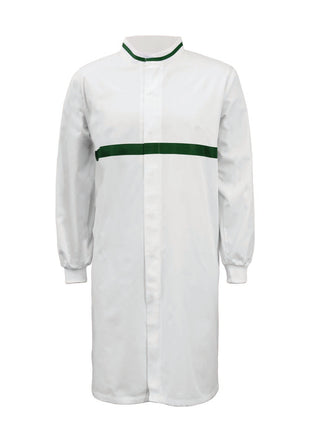 Food Industry Long Sleeve Long Length Dustcoat with Contrast Collar and Chestband (NC-WJ3197)