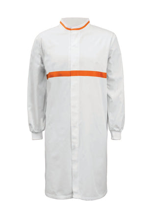 Food Industry Long Sleeve Long Length Dustcoat with Contrast Collar and Chestband (NC-WJ3197)