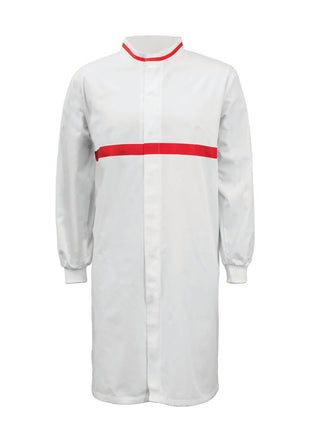Food Industry Long Sleeve Long Length Dustcoat with Contrast Collar and Chestband (NC-WJ3197)