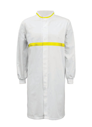 Food Industry Long Sleeve Long Length Dustcoat with Contrast Collar and Chestband (NC-WJ3197)