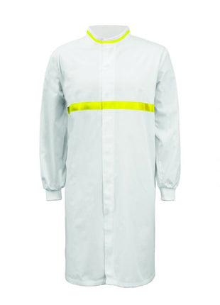 Food Industry Long Sleeve Long Length Dustcoat with Contrast Collar and Chestband (NC-WJ3197)