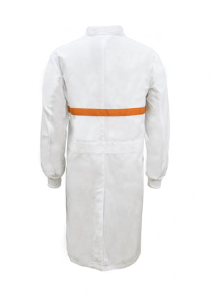 Food Industry Long Sleeve Long Length Dustcoat with Contrast Chestband (NC-WJ3198)