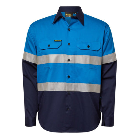 Hi Vis Lightweight Long Sleeve Vented Cotton Drill Shirt with Reflective Tape (NC-WS4132)